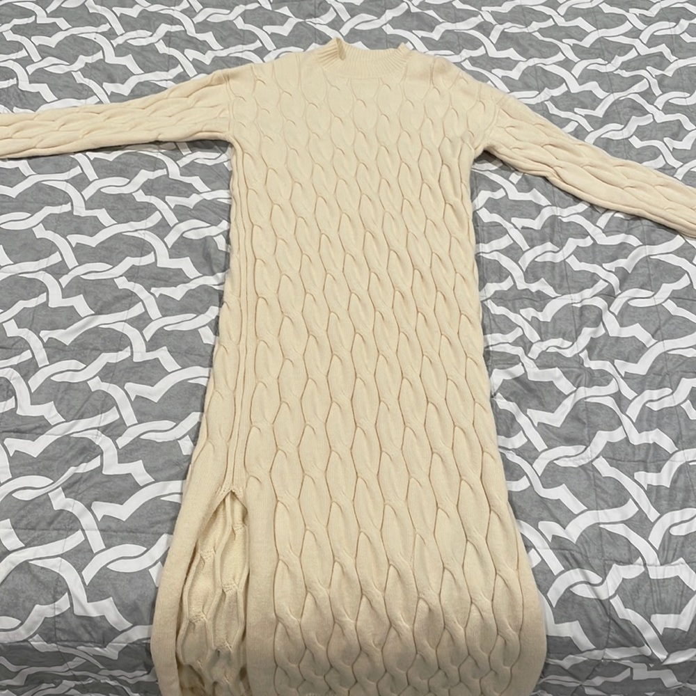 Line & Dot Cream Sweater Dress, Size L - Never Worn